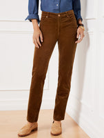 Stretch Corduroy Straight Leg Pants - Solids