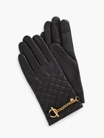 Chain Trim Quilted Leather Gloves