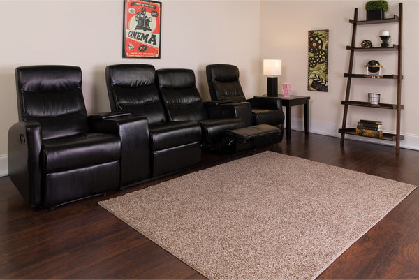 Anetos Series 4-Seat Reclining LeatherSoft Theater Seating Unit with Cup Holders Black