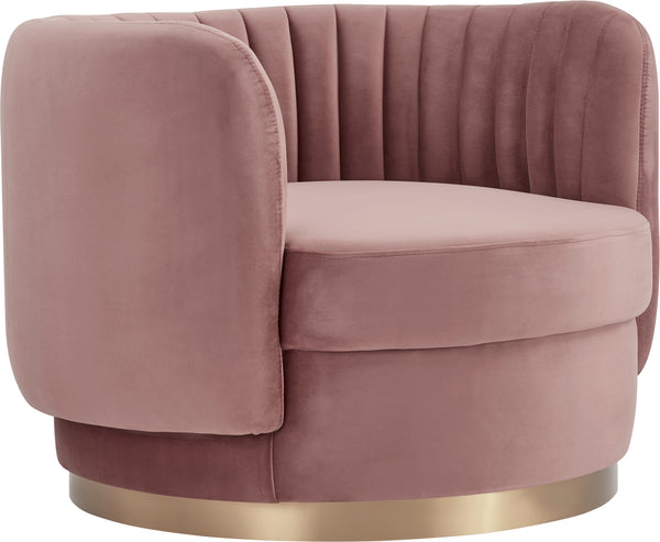 Davy Blush Velvet Swivel Accent Chair with Gold Base