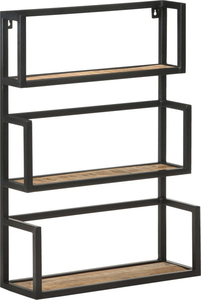 Wall Shelf 23.6"x7.9"x33.5" Rough Mango Wood Black