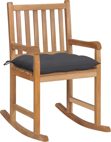 Rocking Chair with Anthracite 22.8" x 36.4" x 41.7" Cushion Solid Teak Wood