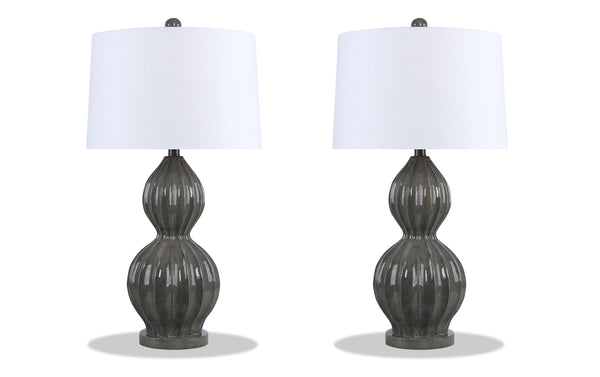 Set of 2 Heather Gray Lamps