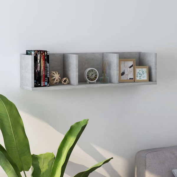 CD Wall Shelf Concrete Gray 29.5"x7.1"x7.1" Chipboard Gray