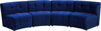 Limitless Modular Velvet 4 Piece Sectional Navy