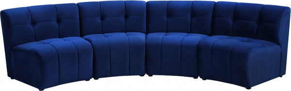 Limitless Modular Velvet 4 Piece Sectional Navy