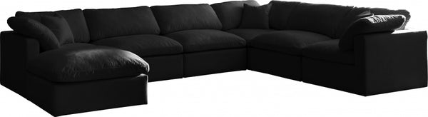 Plush Cloud Modular Overstuffed Reversible Sectional 140" Black