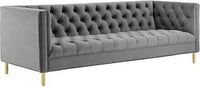 Delight Tufted Button Performance Velvet Sofa Gray