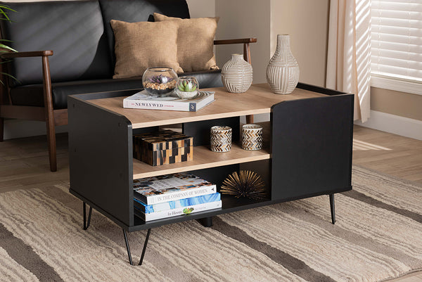Lilith 3-Tier Coffee Table Black & Oak Brown