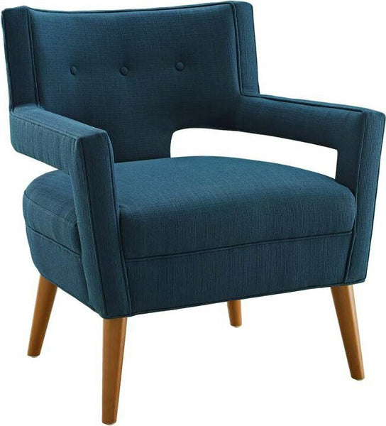 Sheer Upholstered Fabric Armchair Azure