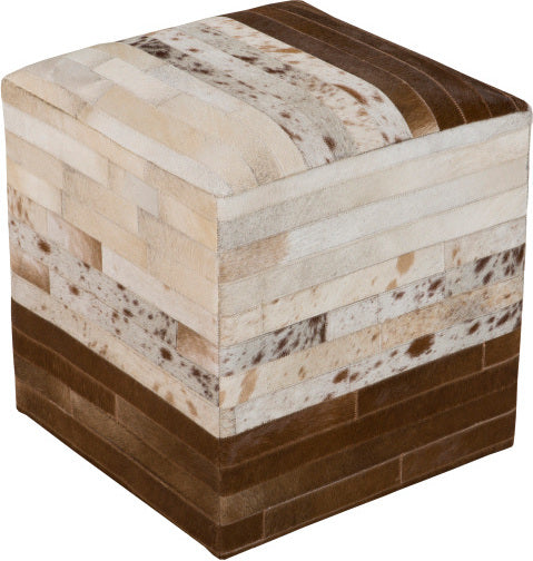 Appalachian POUF-237 Pouf Cream & Dark Brown