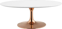 Lippa 42" Oval-Shaped Wood Top Coffee Table Rose White