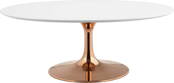 Lippa 42" Oval-Shaped Wood Top Coffee Table Rose White