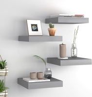 Floating Wall Shelves 4 pcs Gray 9.1"x9.3"x1.5" MDF