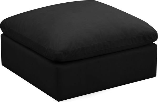 Plush Velvet Standard Cloud Modular Overstuffed Ottoman 35" Black