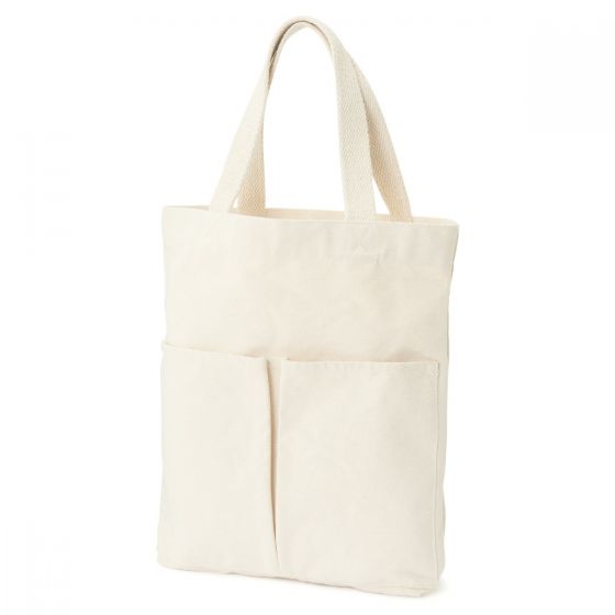 Cotton Vertical Tote Bag Raw White