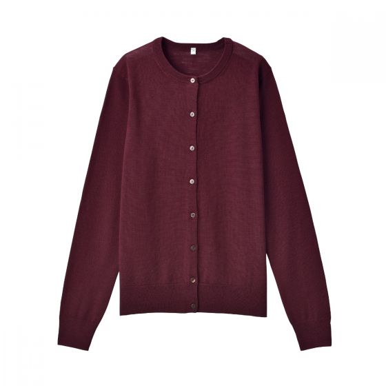 Wool Silk Crew Neck Cardigan