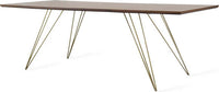 Williams Coffee Table Thin Rectangle Brassy Gold & Walnut