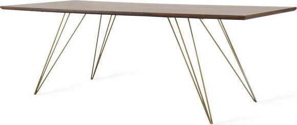Williams Coffee Table Thin Rectangle Brassy Gold & Walnut