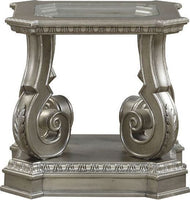 Northville End Table Antique Silver & Clear