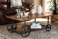Ursa Metal Wheeled Coffee Table Brwon & Black