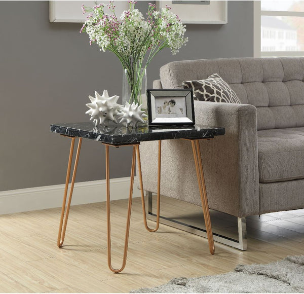 Telestis End Table Black Marble & Gold