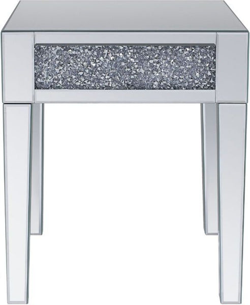 Noralie 24H" End Table Mirrored & Faux Diamonds