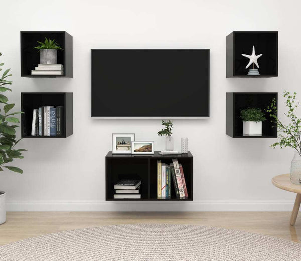 5A Piece TV Cabinet Set High Gloss Black